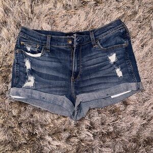 Hollister Blue Jean Shorts Distressed Cuffed